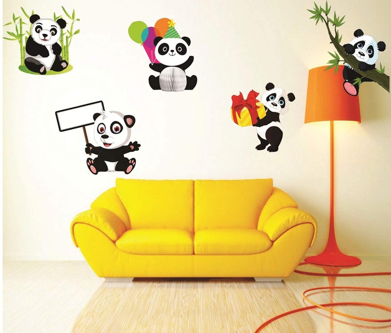 DecorVilla Decor Villa PVC Vinyl Panda 3D Wall Sticker JUST Peel Stick New Modern Art Trendy Wall Stickers for Home Decoration Living RoomOffice Bedroom etc Size 58 CM X 50 CM Multicolor - Image 1