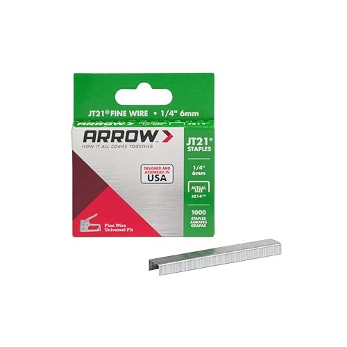 Arrow Fastener Arrow 214 JT21 Thin Wire Staples for Staple Guns and Staplers, Use for Upholstery, Crafts, General Repairs, 1/4-Inch Leg Length, 7/16-Inch Crown Width, 1000-Pack, Grey - Image 2