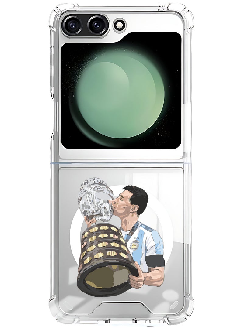 Theodor Magnetic Case for Samsung Galaxy Z Flip 6 Compatible with MagSafe Wireless Charging, Shockproof Phone Bumper Cover Messi - Image 1