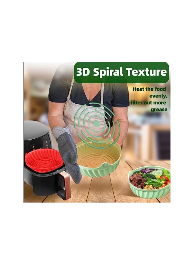 Raxoom Pack Air Fryer Silicone Liners 8.5/7.5inch Reusable Air Fryer Silicone Pot Air Fryer Basket for 3.2-8QT Round Air fryer Oven Accessories Silicone Baking Tray Pots (8.5inch 4.5QT or Bigger) - Image 2