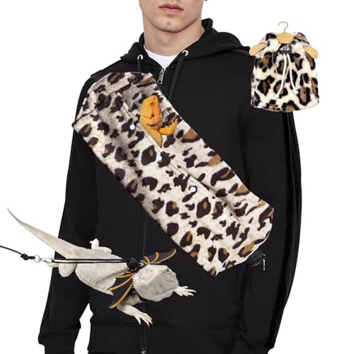Kiiocwev Bearded Dragon Lizard Leash Harness 3-Piece Set,Reptile Small Pet Backpack,3 Size Pack Adjustable Bearded Dragon Harness and Soft Comfortable Lizard Vest -Leopard Pattern - Image 1