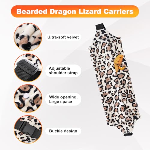 Kiiocwev Bearded Dragon Lizard Leash Harness 3-Piece Set,Reptile Small Pet Backpack,3 Size Pack Adjustable Bearded Dragon Harness and Soft Comfortable Lizard Vest -Leopard Pattern - Image 3