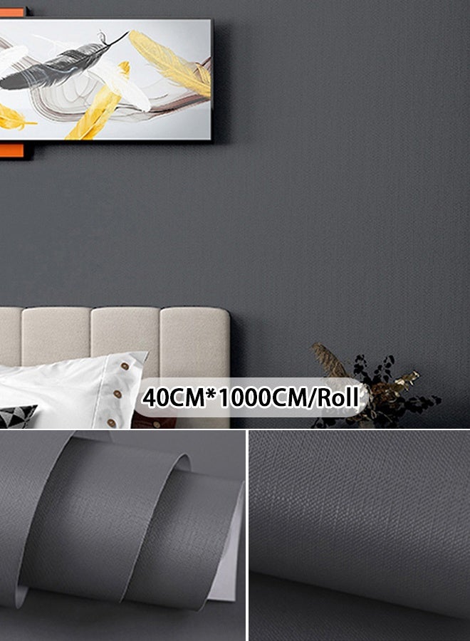 NOAEOU Self-Adhesive Peel and Stick Wallpaper 40cm×10m Waterproof Decorative Contact Paper Roll for Wall Kitchen Bedroom (Dark Grey) - Image 1