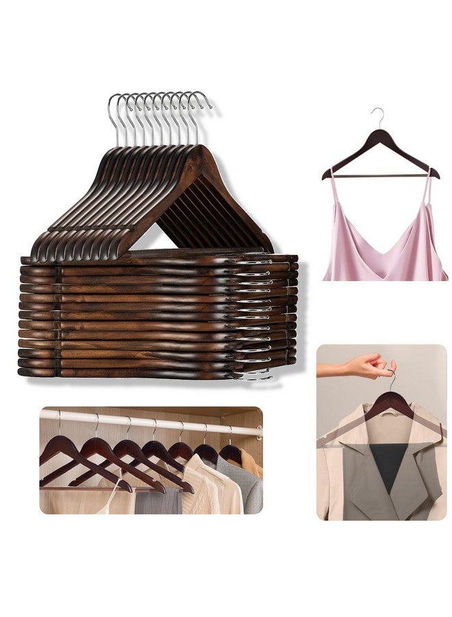 ANH MART ANH MART Wooden Aesthetic Hangers for Clothes - Premium Wardrobe Hangers with Precision Notches for Space-Saving & Hanging Clothes, Ideal for Suits, Jackets (12 -Pack) (Walnut)  - Image 1