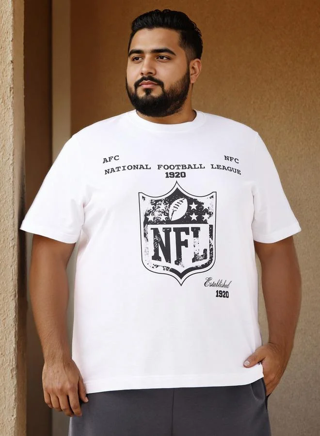 سبلاش فيڤ تيشيرت بياقة دائرية بطبعة فريق  مقاس كبير