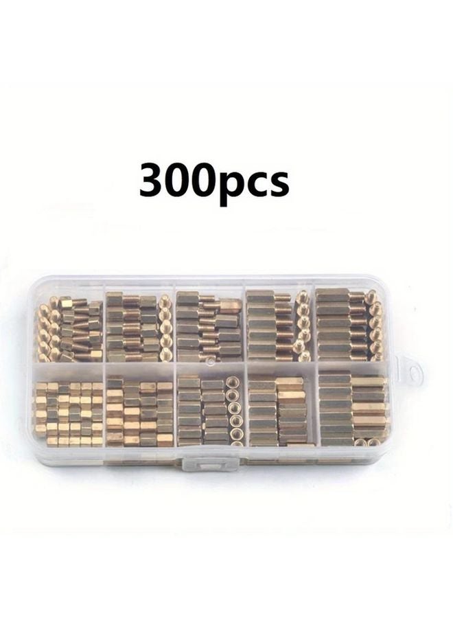 300pcs M3 Brass Thread Standoff Screws and Nuts Kit Copper Spacer for DIY Computer Circuit Board - Image 1