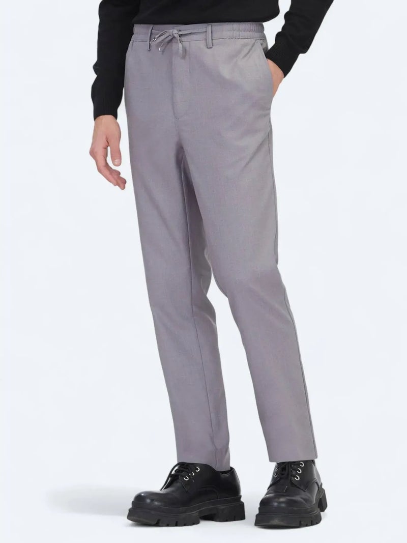 كيب بنطال رياضي رمادي منسوج بقصة مريحة - Image 4