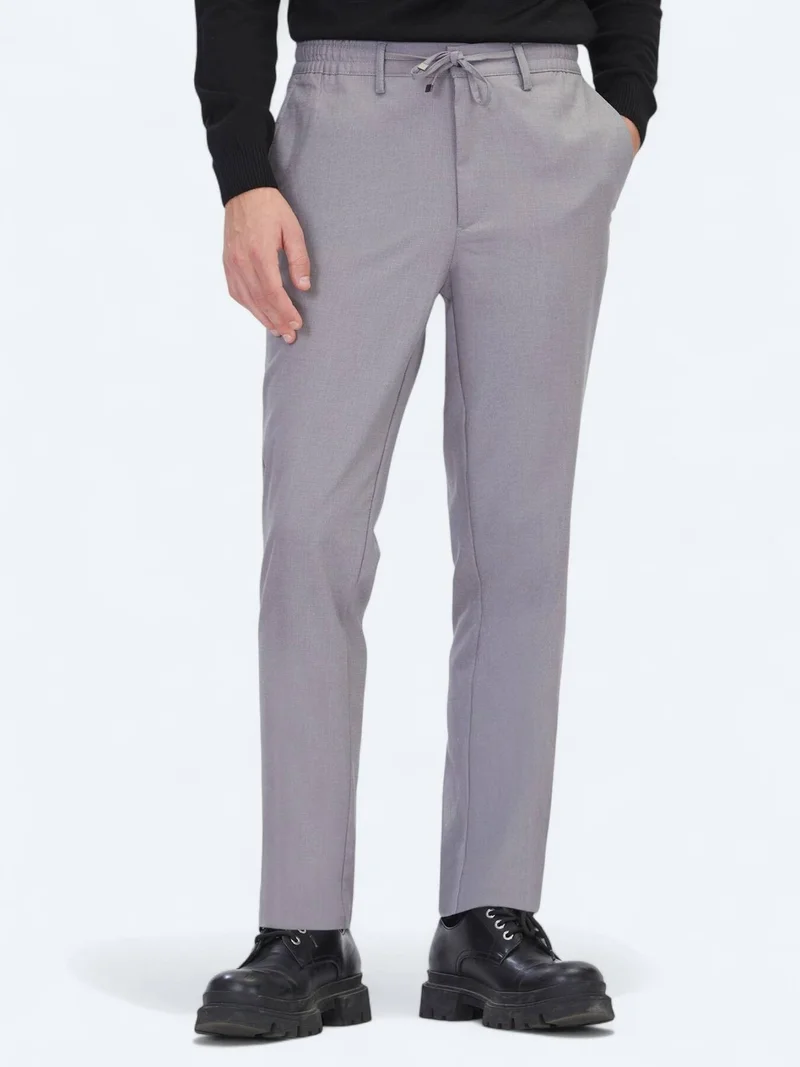 Kip Grey Weaving Jogging Fit Casual Trousers