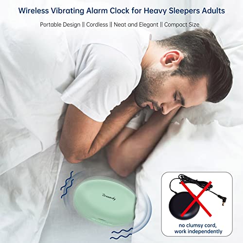DreamSky Vibrating Alarm Clock for Heavy Sleepers - Auto Set Bed Shaker Alarm Clock Under Pillow for Hearing Impaired, Bedroom, Travel, Rechargeable Battery Operated, Cordless, Auto DST, LCD Backlight - Image 2