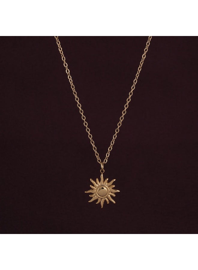 PALMONAS 18k Gold Tone Plated Glowing Sun Necklace
 for Women - Image 2