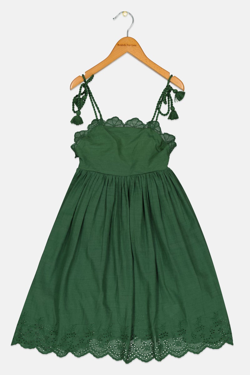 MISS Toddlers Girl Pleated Dress, Dark Green - Image 1