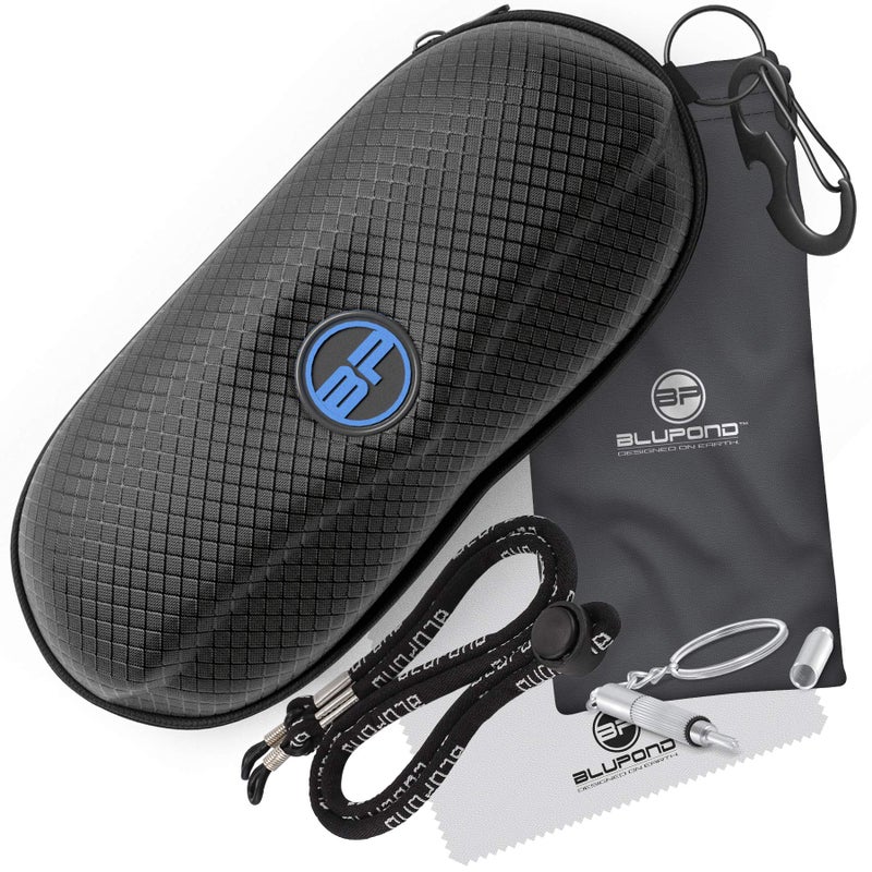 BLUPOND BLUPOND Sunglasses Case Semi Hard EVA Shell with Metal Hanging Hook Belt Clip Sun Glasses Storage  - Image 1