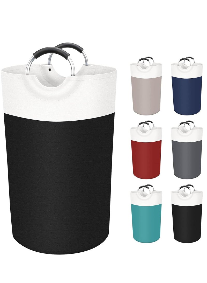 SYOSI Laundry Basket, Hamper, Collapsible Baskets, Dirty Clothes Waterproof with Foam Protected Aluminum Handles for College Dorm, Family 90L (Black) - Image 1