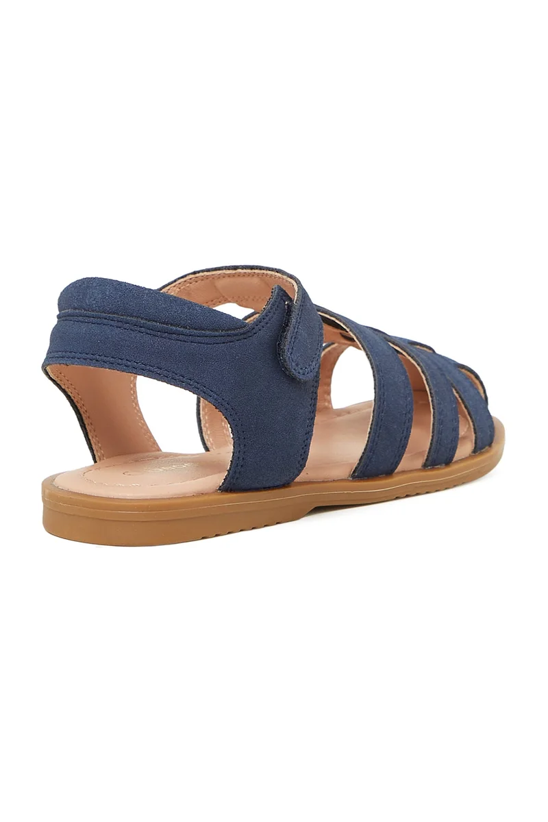 Geoomnii  GEOOMNII Sandals for Junior Girls – NAVY Sandals with Ankle Strap | Comfortable PU Upper & TPR Sole for Women | Best Price UAE