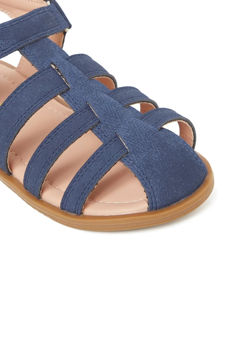 Geoomnii  GEOOMNII Sandals for Junior Girls – NAVY Sandals with Ankle Strap | Comfortable PU Upper & TPR Sole for Women | Best Price UAE
