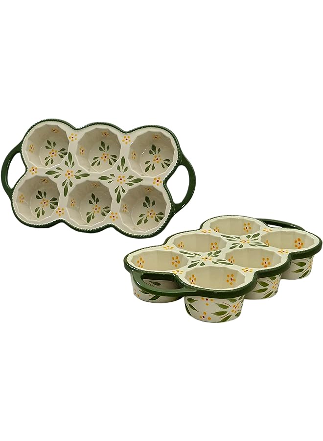 Temp-tations Old World Bakeware Set,Set of 2 Muffin Pans Non-stick Ceramic Muffin Cakes Bread Jelly Baking Tray-Green
