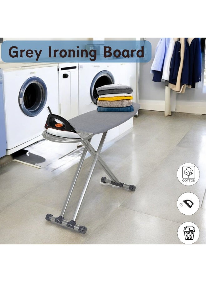 Heavy-Duty Ironing Board – Height Adjustable with Secure Iron Rest & Stopper - Foldable Design for Easy Storage - Durable Non-Slip Metal Legs - Gray (Medium)  - Image 2