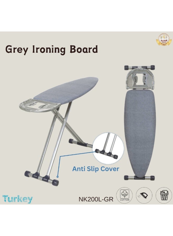 Heavy-Duty Ironing Board – Height Adjustable with Secure Iron Rest & Stopper - Foldable Design for Easy Storage - Durable Non-Slip Metal Legs - Gray (Medium)  - Image 4