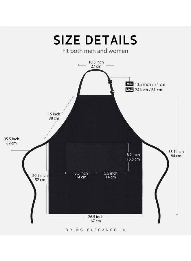 KBNBJ 12 Pack Bib Apron, Unisex Aprons Adjustable Waterdrop Resistant with 2 Pockets Cooking Kitchen Apron for Chef, BBQ Drawing Apron Bulk (BLACK) - Image 2