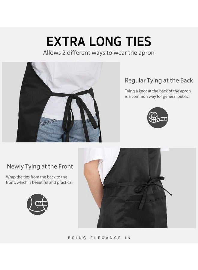 KBNBJ 12 Pack Bib Apron, Unisex Aprons Adjustable Waterdrop Resistant with 2 Pockets Cooking Kitchen Apron for Chef, BBQ Drawing Apron Bulk (BLACK) - Image 5