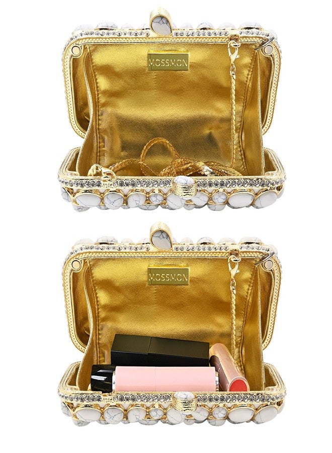 MOSSMON Turquoise Crystal Evening Clutch Bag Elegant Bride Wedding Party Purse for Women - Image 5