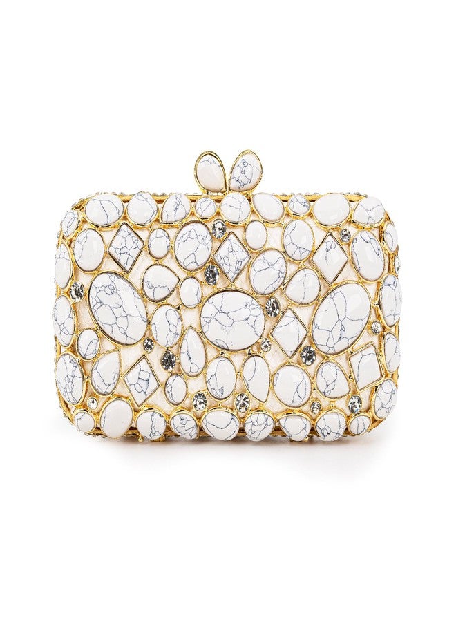 MOSSMON Turquoise Crystal Evening Clutch Bag Elegant Bride Wedding Party Purse for Women - Image 3