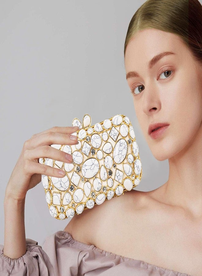 MOSSMON Turquoise Crystal Evening Clutch Bag Elegant Bride Wedding Party Purse for Women - Image 2