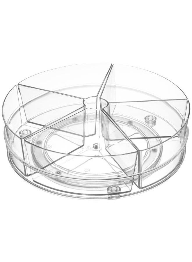 HOME INTUITION Round Plastic Lazy Susan Turntable Food Storage Container for Kitchen (5 Removable Bin, 2 Pack) - Image 1