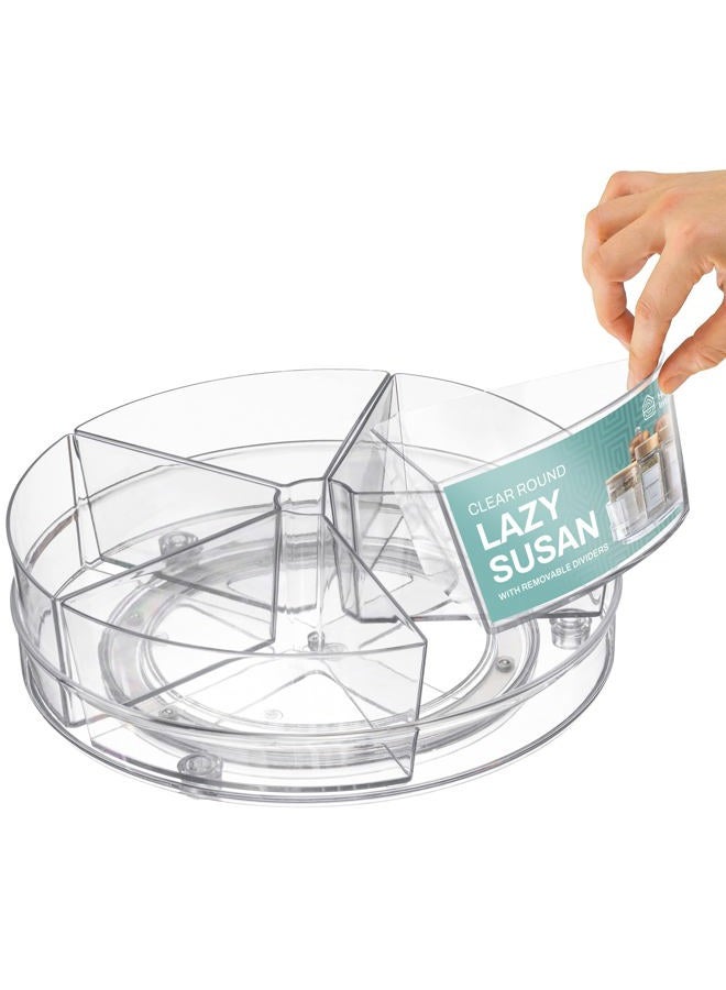 HOME INTUITION Round Plastic Lazy Susan Turntable Food Storage Container for Kitchen (5 Removable Bin, 2 Pack) - Image 3