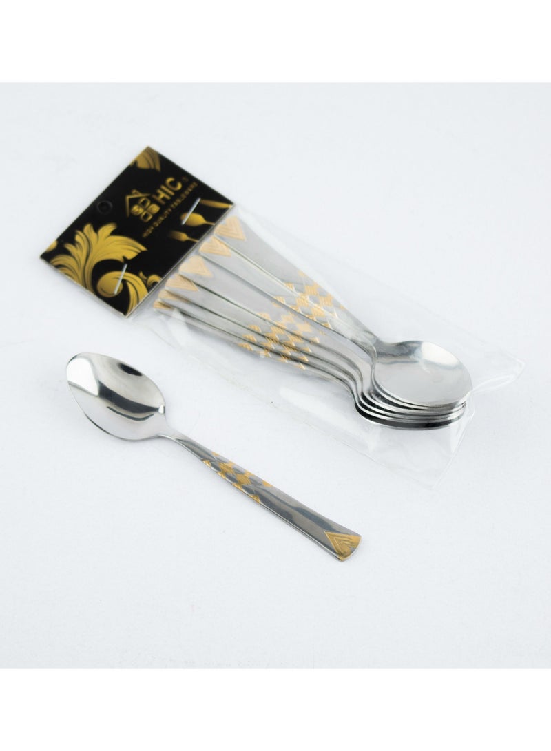 6pcs golden stainless steel tea spoons
