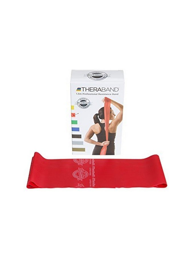 Theraband Medium Resistance Latex Free Exercise Band 4 Feet(Length) x 4 Inches(Width) Red - Image 2
