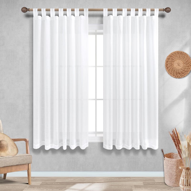 KOUFALL الستائر النافذة ذات الطول القصيرة في Koufall للمطبخ الكتان المطبخ بريسيلا الستائر الفاخرة لغرفة نوم الحمام 45 بوصة طويلة - Image 2