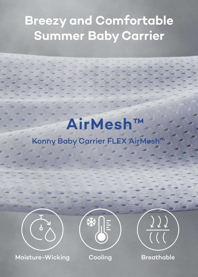 Konny Baby Carrier Flex AirMesh with Head Support Adjustable Easy to Wear Baby Wrap Sling Summer Swim Perfect for Newborn Babies Essentials up to 44 lbs XSXL  Beige - Image 2