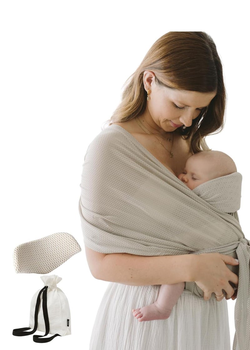 Konny Baby Carrier Flex AirMesh with Head Support Adjustable Easy to Wear Baby Wrap Sling Summer Swim Perfect for Newborn Babies Essentials up to 44 lbs XSXL  Beige - Image 1