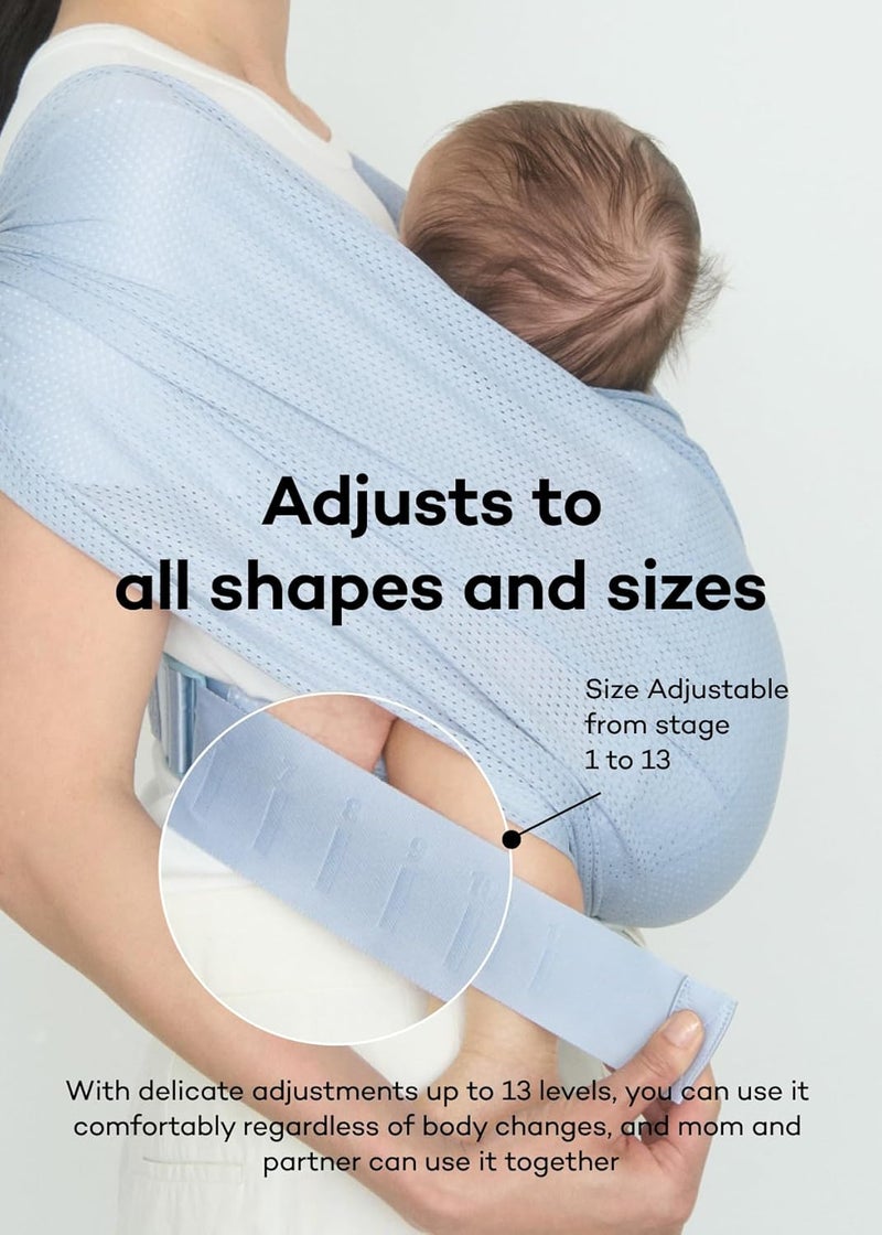 Konny Baby Carrier Flex AirMesh with Head Support Adjustable Easy to Wear Baby Wrap Sling Summer Swim Perfect for Newborn Babies Essentials up to 44 lbs XSXL  Beige - Image 5