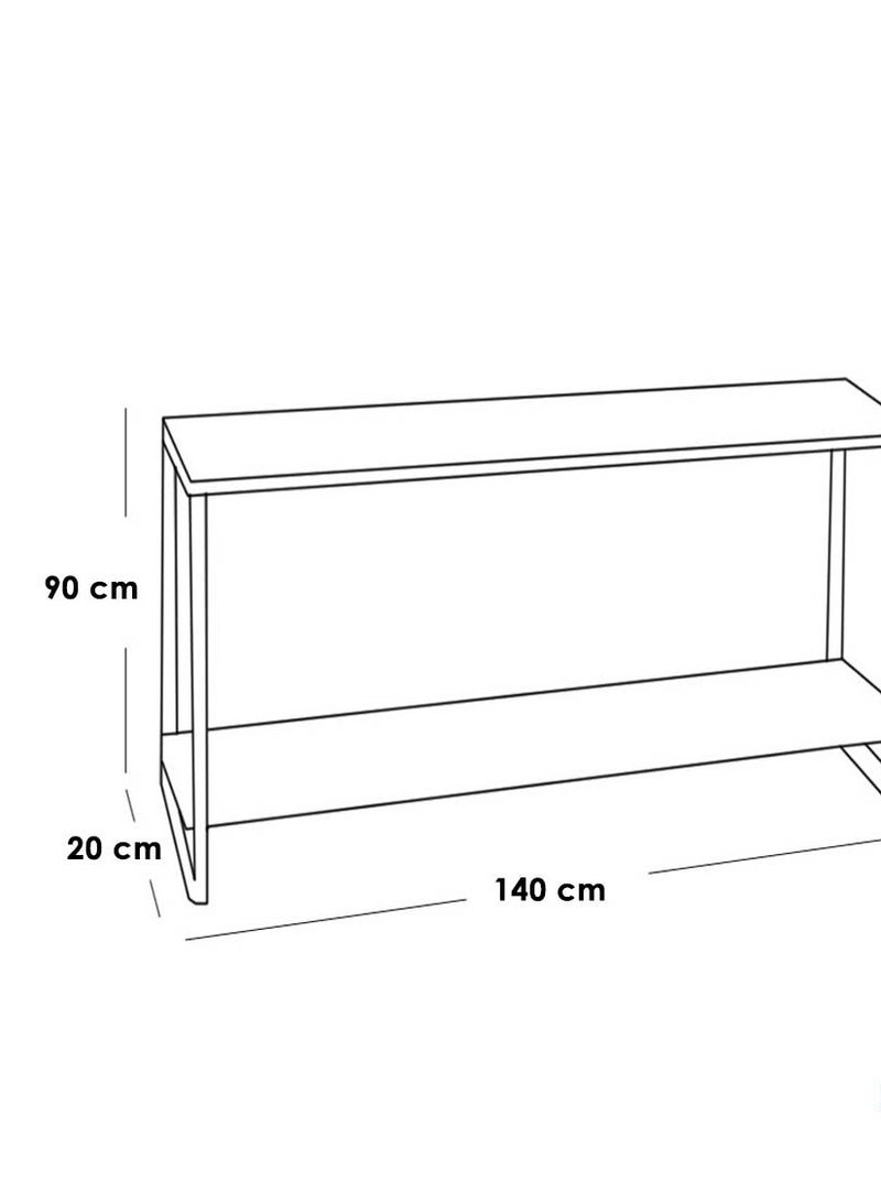 هاوس ون طاولة تلفزيون | خزانة تلفزيون MDF حديثة مع رفوف معدن مناسبة لأثاث غرفة المعيشة - أسود - 140x20x90 سم - Image 2