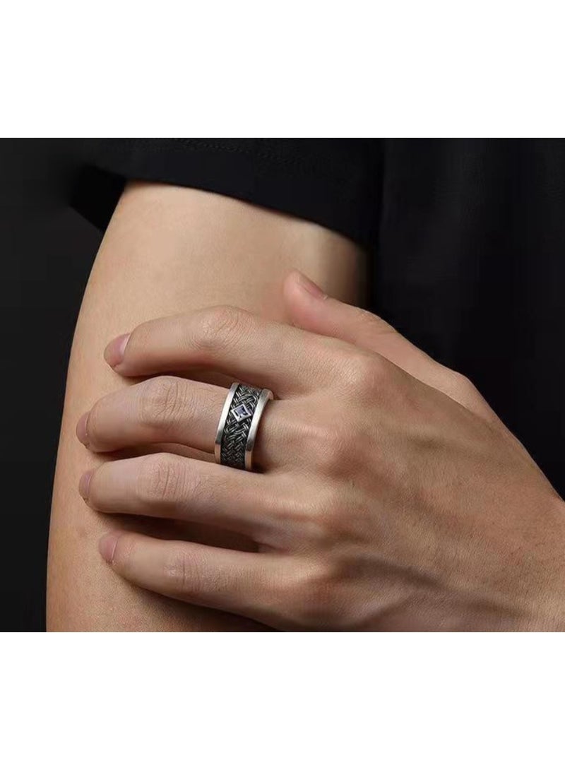 LATEEN S925 Sterling Plating Silver  Men Ring  Size Adjustable - Image 1