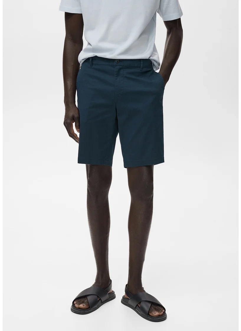 Mango Man Straight Cotton Bermuda Shorts