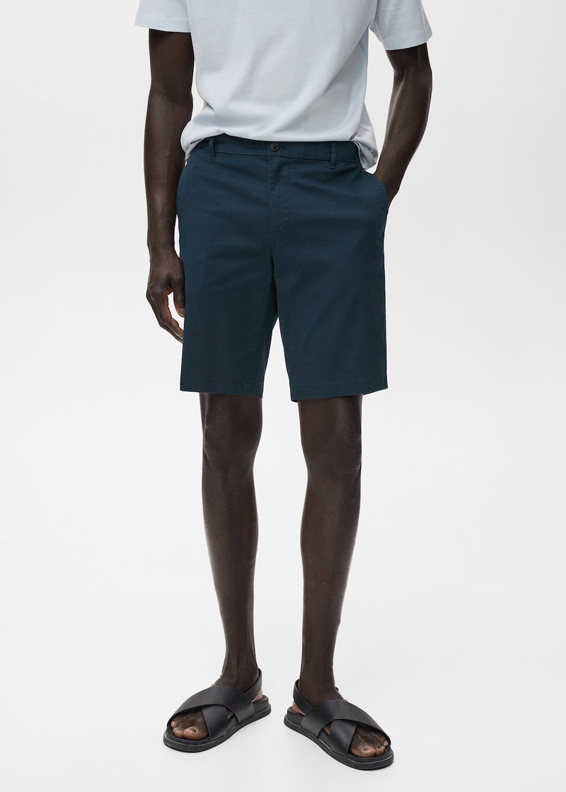 Mango Man Straight Cotton Bermuda Shorts  - Image 1