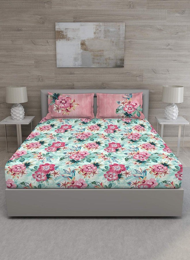 GMF GM 100% Cotton Queen Size Bedsheet for Double Bed | 150 TC Digital Printed Cotton Bed Sheet (90 X 108 Inches) with 2 Pillow Cover | Breathable Natural Soft and Light-Weight for Home & Living | Pink - Image 3