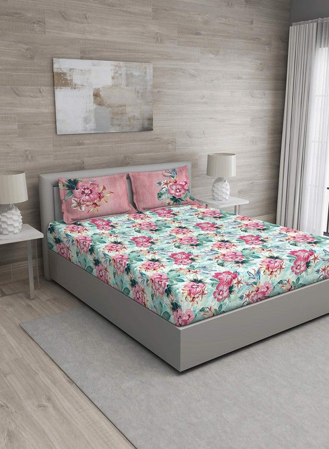 GMF GM 100% Cotton Queen Size Bedsheet for Double Bed | 150 TC Digital Printed Cotton Bed Sheet (90 X 108 Inches) with 2 Pillow Cover | Breathable Natural Soft and Light-Weight for Home & Living | Pink - Image 2