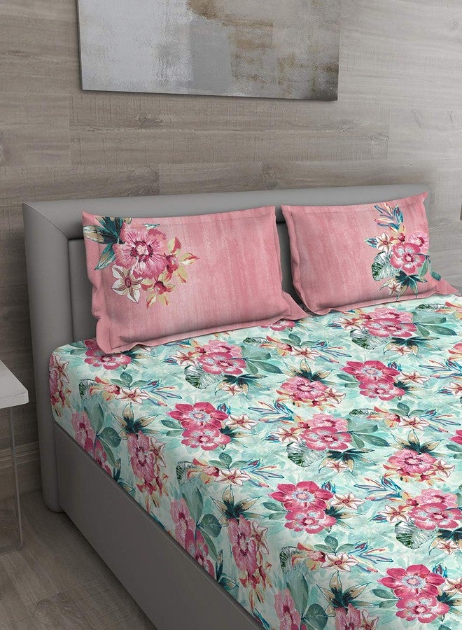 GMF GM 100% Cotton Queen Size Bedsheet for Double Bed | 150 TC Digital Printed Cotton Bed Sheet (90 X 108 Inches) with 2 Pillow Cover | Breathable Natural Soft and Light-Weight for Home & Living | Pink - Image 4