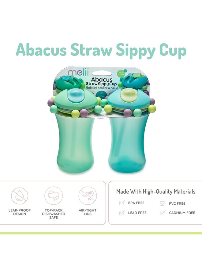 melii Pack Of 2 Abacus Straw Sippy Cup, Turquoise And Green  - Image 3