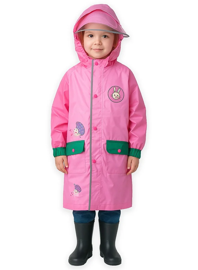 LITTLE SURPRISE BOX Little Surprise Box, Pink easter bunny knee length raincoat for kids-L