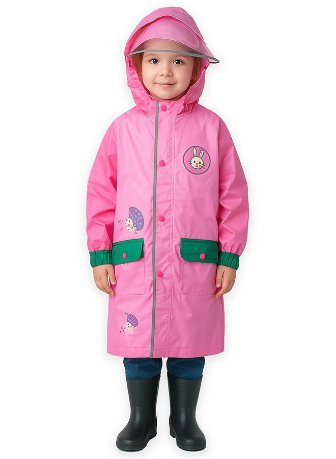 LITTLE SURPRISE BOX Little Surprise Box, Pink easter bunny knee length raincoat for kids-L  - Image 1