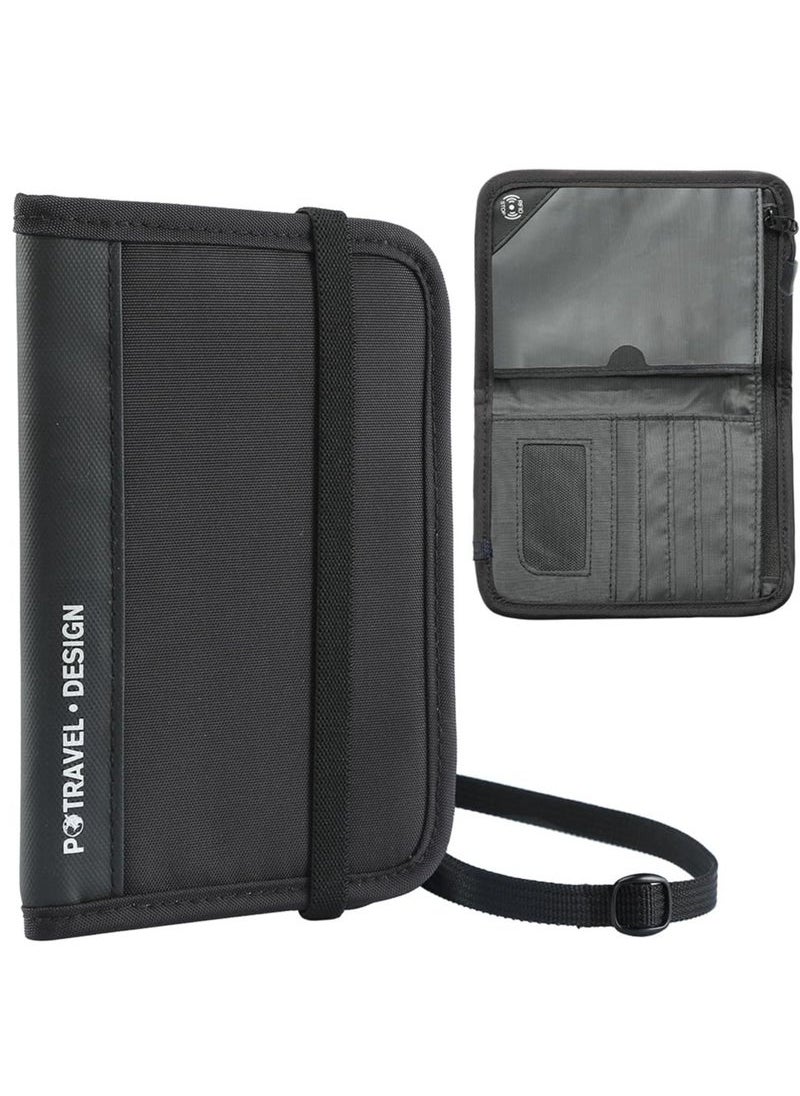 Captaintech Passport Holder, Family Passport Wallet for Women Travel, Mini Passport Holder Neck Pouch for Men, Foldable Passport Cover with Zipper for Crossbody Use  - Image 1