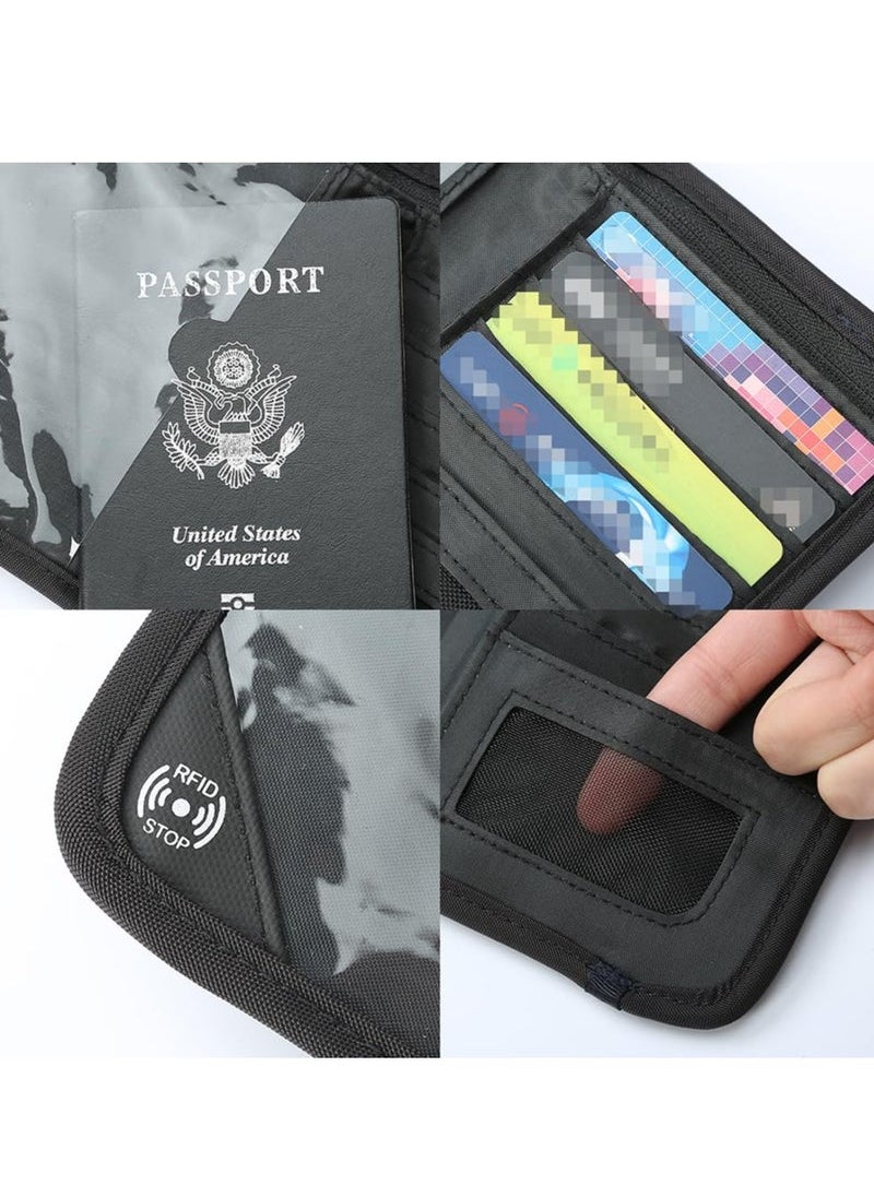 Captaintech Passport Holder, Family Passport Wallet for Women Travel, Mini Passport Holder Neck Pouch for Men, Foldable Passport Cover with Zipper for Crossbody Use  - Image 3
