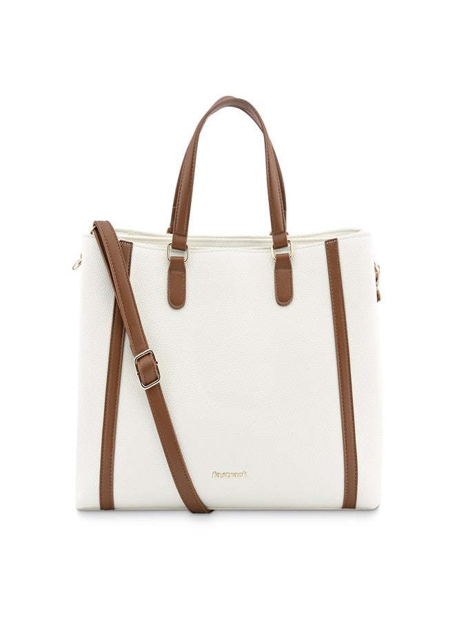 Fastrack Casual 14" Laptop Tote | Faux-Leather Women's Handbags |14" Laptop Tote for Workwear and College, White - Image 1
