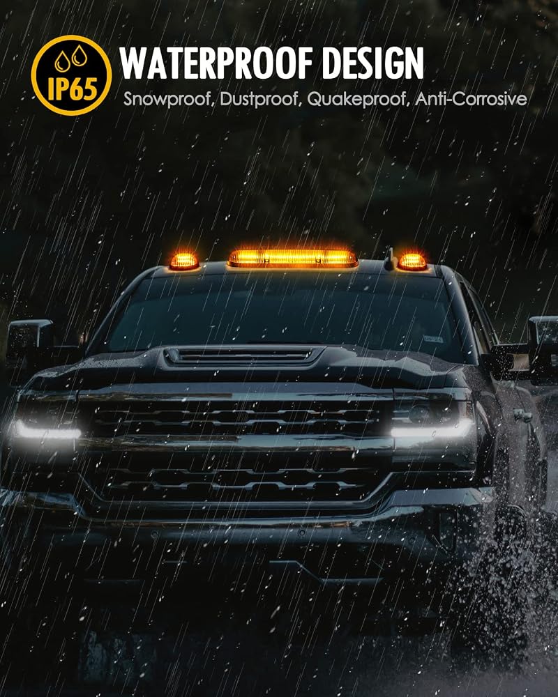 Partsam 3PCS 30LED Cab Marker Roof Running Lights Assembly Compatible with Silverado/Sierra 1500 1500HD 2500 2500HD 3500 2002-2007 Trucks Lights + Wiring Pack - Image 5