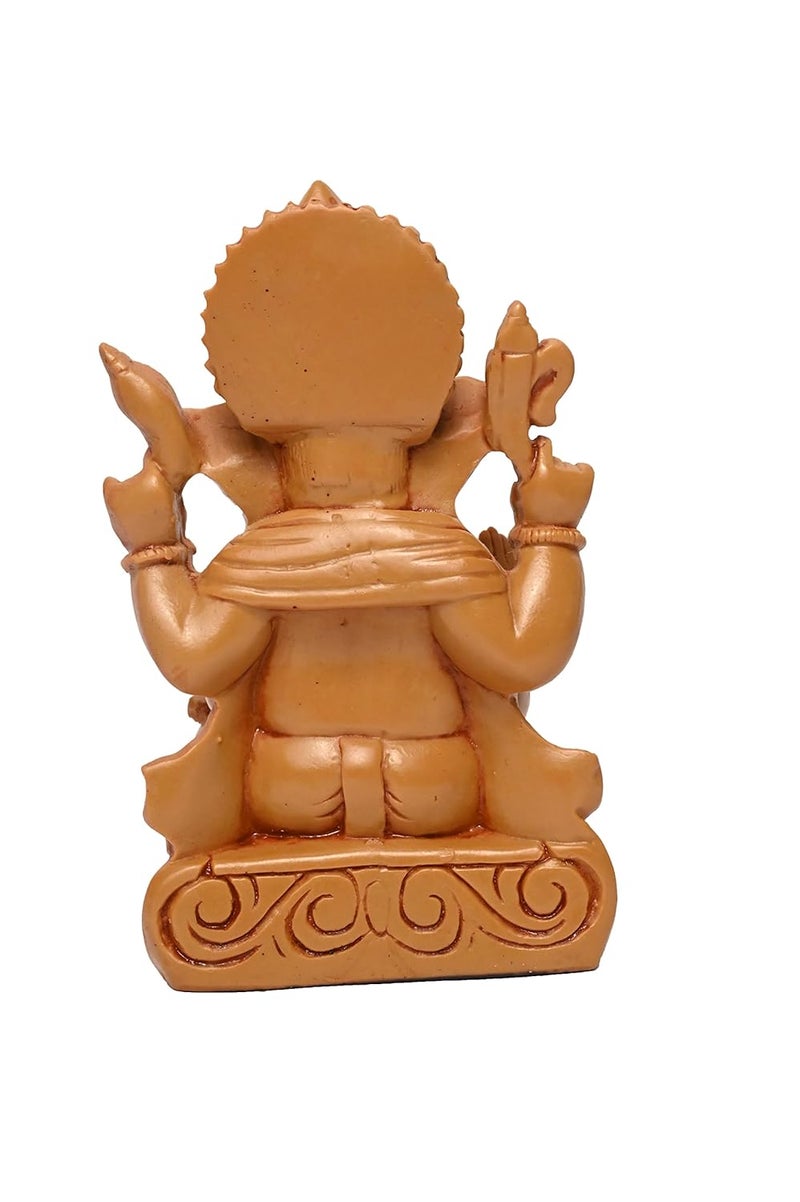 KariGhar Polyresin Ganesh Ganpati Bappa Idol perfect for Home Housewarming Drawing Room Bedroom Puja Ghar Gifting Decoration Brown7 x 9 x 14 Cm - Image 5